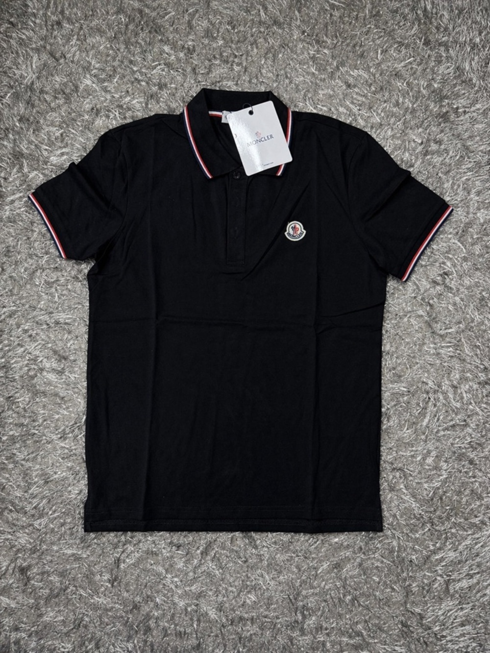 Moncler Men's Tricolor-Trimmed Cotton Piquet Polo Shirt